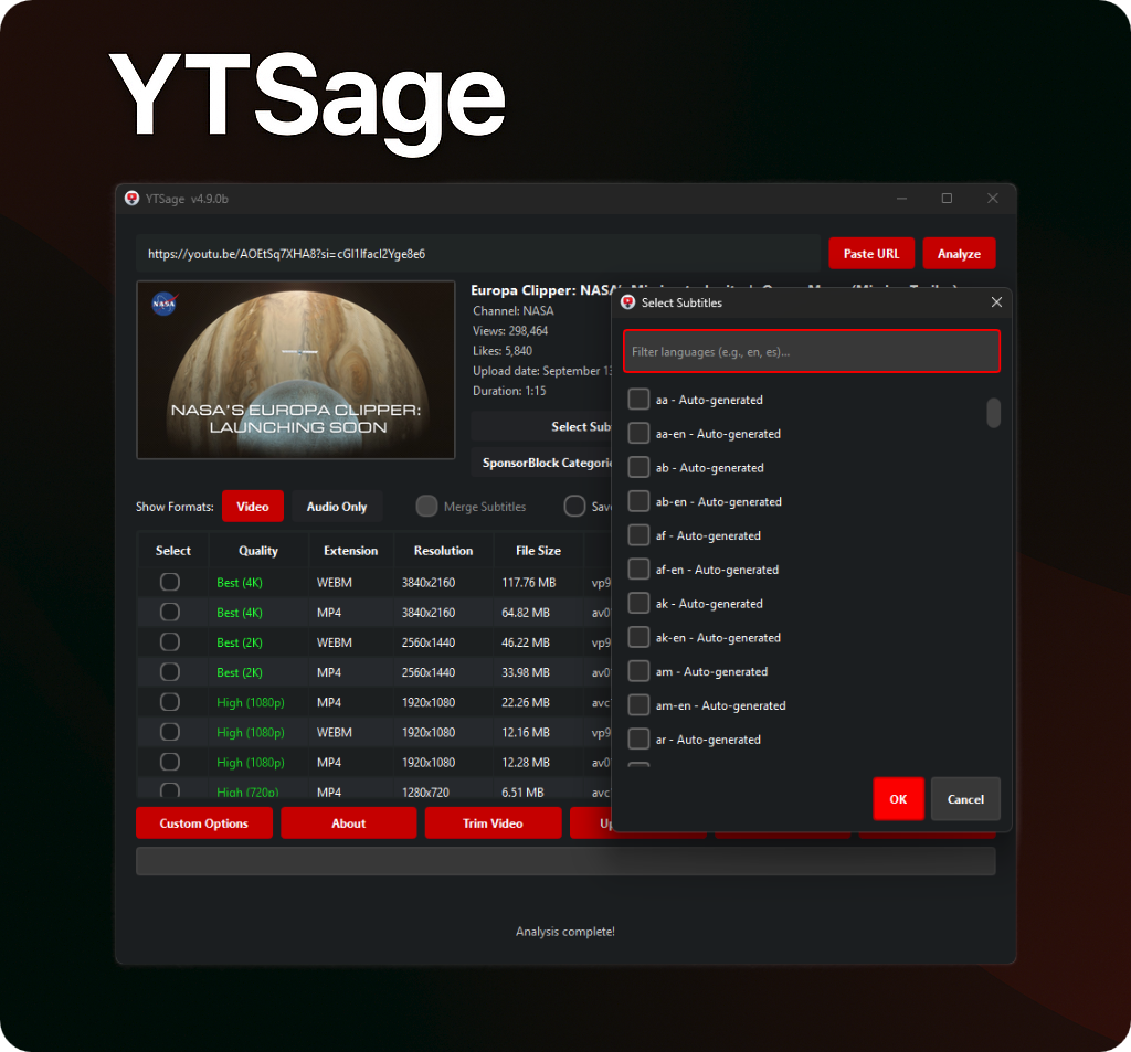 Subtitle Options merged with Remove Sponsor Segments